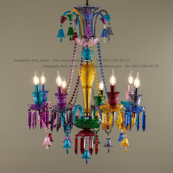 باکارات گرید ۳  رنگی مولتی  ۸ شاخه