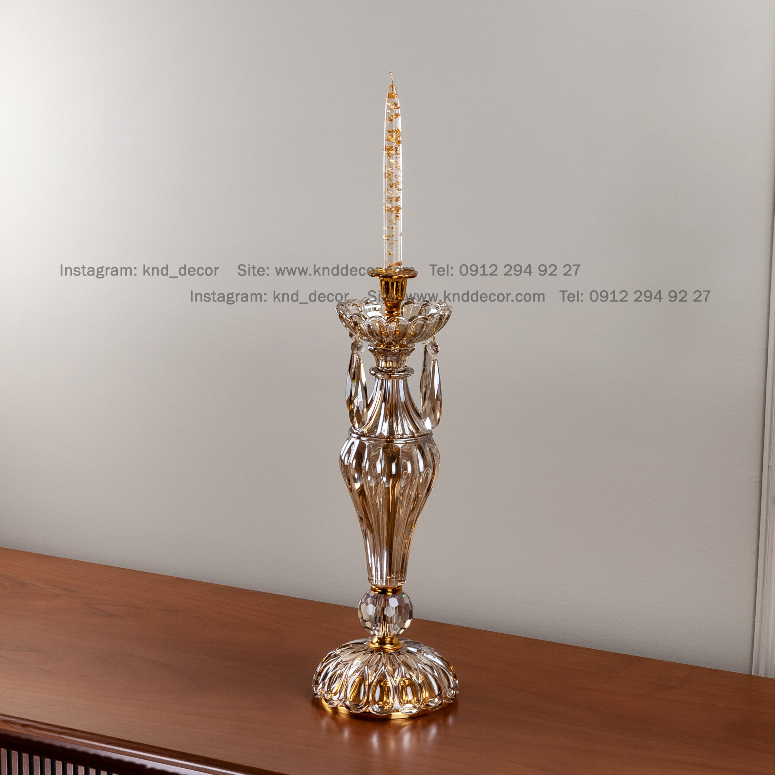 wKND-0016-b شمعدان بلوری زنبق شصتی - Image 1