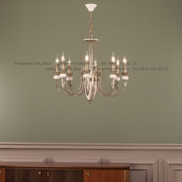 لوستر آفتاب آهنی تک خمکاری آنتیک 8